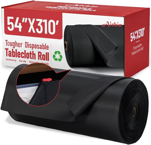 EU-AIRBIN Rouleau de nappe en plastique jetable, en PEVA, de qualité supérieure, imperméable, avec cutter, idéale pour les banquets, les festivals, les fêtes