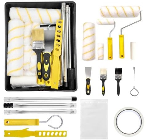 Paint Tray Set, 17 pcs, Paint Roller Kit, Paint Rollers 9 Inch, Small Paint Roller, Paint Roller Tray, 4 Inch Paint Roller, Paint Roller Set, Paint Kit for House Painting, Paint Roller Covers