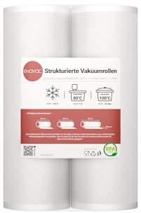 Evavac - Vakuumierbeutel 20x600cm, 2 Rollen, Strukturierte PA/PE-Folie, -40°C bis +70°C, Vakuumierbeutel Lebensmittel, Folienbeutel für Vakuumiergerät