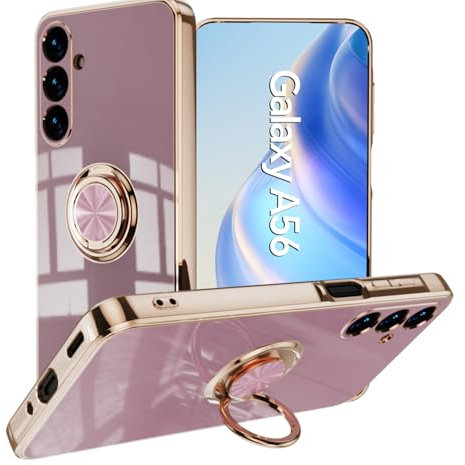 XINYEXIN Cover per Samsung Galaxy A56 5G, Custodia con Anello Supporto Ruota 360 Gradi, Moda Morbido TPU Silicone Case Antiurto - Viola