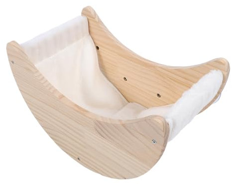 Cama con ventana para gatos con forma de columpio, madera de pino, estantes montados fuertes con ventosas, extraíble y lavable, hamaca interactiva para gatos, perros con hamaca de luna ultra afelpada