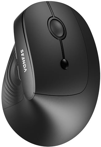 Seenda MOU200 Bluetooth Ergonomic Mouse, Multi-Device (2 BT + 2.4G USB) Wireless Vertical Mice with 3 Adjustable DPI (2400-1600-1000) for Windows/Mac OS/PC/Laptop/MacBook/iPad/Tablet, Black