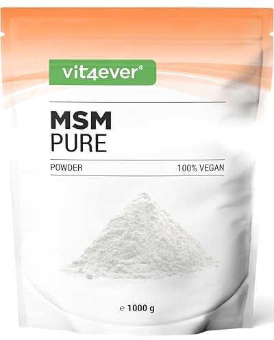 MSM en Polvo - 1 kg (1000 g) - 99,9% Metilsulfonilmetano Cristalino Puro - Factor de Malla 40-80 - Azufre Orgánico - Vegano, Sin Aditivos