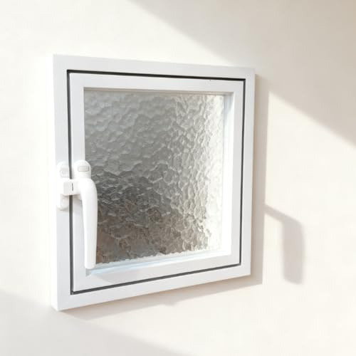 AYHARYLH Finestra Di Ventilazione Della Lega Di Alluminio, Finestra A Oblò In Vetro Temperato Con Maniglia, Per Bagno, Seminterrato(White,50cm/19.6in)
