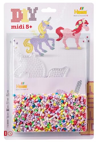 Hama Perlen 4070 Bügelperlen große Blister Packung mit ca. 2000 Bastelperlen mit Durchmesser 5 mm, Motiv Pegasus und Einhorn, kreativer Bastelspaß für Groß und Klein