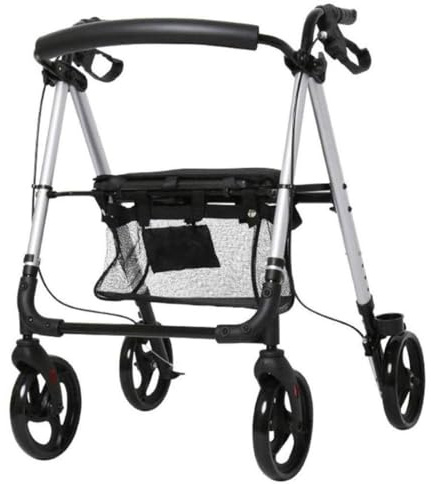 Gehhilfe Rollator Walker Höhenverstellbarer Roll- und Faltbarer Gehwagen for Senioren mit Sitzkorb for Behinderte