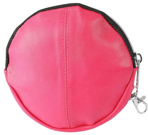 Excellanc Geldbörse für Damen aus Leder in Pink, Geldbeutel mit Reißverschluss in 11,5 x 11,5 x 2,5 cm