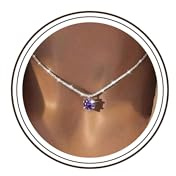 Meteorstarry Kette Silber 925 Damen,Silberne Halskette mit Klein Rosa/Weiß/Grün Kristall Anhänger,Personalisiert Wasserfest Modeschmuck Ketten Geschenke für Frauen Freundin