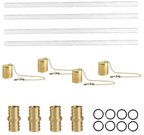 Wine Bottle Torch Set - Tiki Accessories Outdoor Flame Holder Brass Wick Kit | Includes Four Wicks, Lampshades, Sealing Rings Ideal for Creating a Night Atmosphere in the Fr