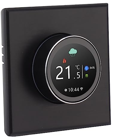 Wakects Termostato Inteligente PC ABS WiFi Termostato 95 a 240 V CA Pantalla TFT Perilla Giratoria Control Remoto de Aplicación 41 a 95 F Rango Establecido para Colgar en la Pared Chimenea