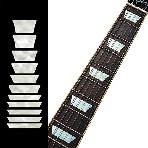 Inlay Sticker Griffbrett Position Marker für Gitarren & Bass – Dish/Trapez Les Paul Style - Weiß Perle
