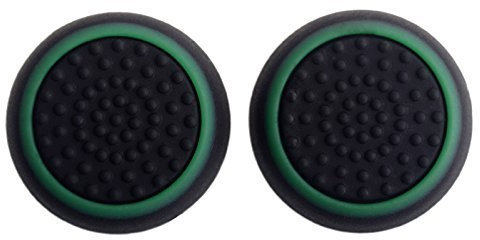 Tapa de silicona analógica para pulgar para palanca de mando de repuesto para PS4, PS4, Pro, Slim, Xbox One, Xbox One S, Elite, Xbox 360, PS3, PS2, Wii U (negro con verde)