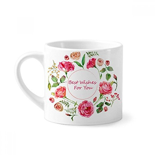 DIYthinker Red Roses Bush Pattern Flowers Mini Coffee Mug White Pottery Ceramic Cup With Handle 6oz Gift