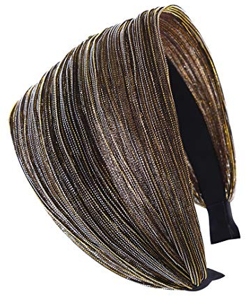 axy Breiter Haarreif mit Glitzerfäden Wunderschön Damen Stirnband Haarschmuck Haarreifen Hairband HR31 (Gold, Extra Breit)