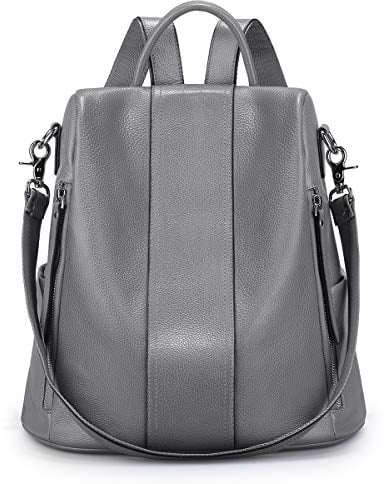 S-ZONE Damen Rucksack Wasserdicht Weiches Echtleder Anti Diebstahl Mode Schultasche Handtasche Casual Daypack Schulranzen Schultaschen Schulrucksäcke für Arbeit Schule Reise