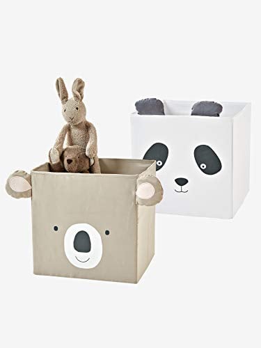 Vertbaudet 2 Stoff-Aufbewahrungsboxen, Kinderzimmer taupe+helgrau ONE SIZE