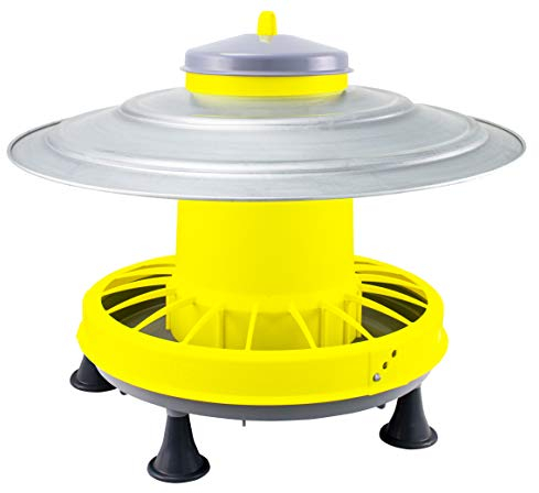 Mangeoire Poules Anti Pluie 9 Kg | Grille Anti-Gaspillage et Pieds | À 3 Positions de Réglage| Largeur 40,5 cm Hauteur 43,5 cm