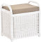 Korb-Outlet Rattan Sitzbank Sitzhocker mit Stauraum Rattanhocker mit Deckel Hocker (Weiß)