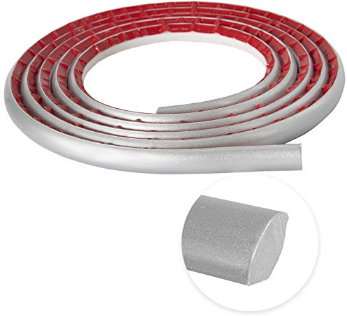 Neatiease Flexible Viertelstab, Zierleisten Sparpaket, selbstklebend, 4.9 Meter wasserdichte Zierleiste für Wandkanten, Schrankkanten, Abschlussleiste, Deckenkanten, Arbeitsplatten (silber)