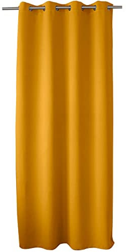 ED ENJOY HOME Rideau Occultant avec Œillets argentés, Jaune Moutarde, 140x240cm, 100% Polyester, Tissu Certifié Oeko-TEX, Collection Réglisse
