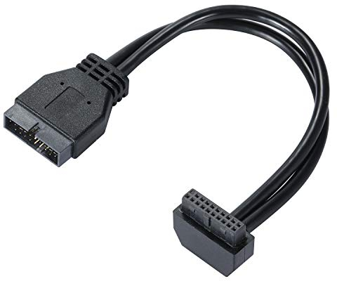 MZHOU SATA USB 3.0 19-pin scheda madre maschio a femmina cavo di estensione 18 cm connettore ad alta velocità (nero) Giù
