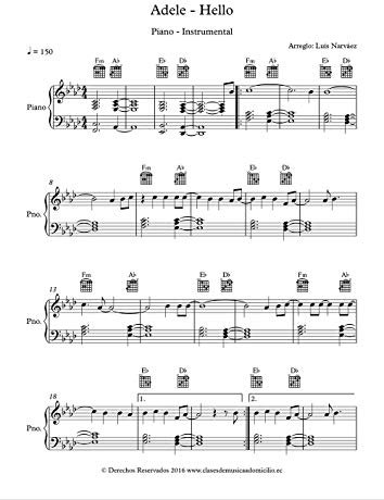 Adele - Hello - Sheet Music for Piano: Instrumental Version (Sheet Music for Piano 1 Book 13) (English Edition)