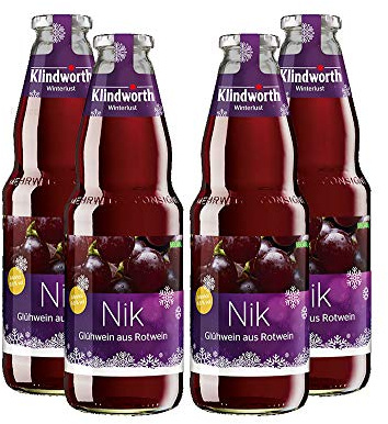 Klindworth Nik 4x Glühwein aus Rotwein - 4x Winterlust Glühwein 1L (9,8% Vol) inkl. Pfand MEHRWEG- [Enthält Sulfite]