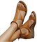 HHZY Sandales en Cuir PU Femmes Sandales Nu-Pieds Mode Chaussures de Plage D'Été ​À Talons Compensés Marche Confortable Pied Large,Orange,US9/EU40