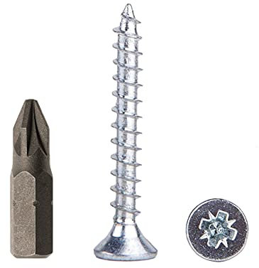 Marcopol (lot de 400 pièces) vis à bois 4,0 x 25 mm en acier zingué, vis à aggloméré, vis universelle Pozi-Drive, PZ entièrement filetées, tête fraisée (400, 4,0 x 25 mm)