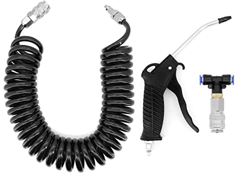 Yuhtech Schwarz Air Duster Blaspistole mit 5M Druckluftschlauch, Druckluft Set Druckluftschlauch für LKW Auto PKW Boot