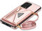 GUVAGI für Samsung Galaxy A52 A52S 5G Hülle mit Band Handyhülle Handykette,Flip 4-Karten Leder Klappbar Reißverschluss Geldbeutel Mädchen Case mit Abnehmbar Kette Schnur Tasche Hinten Umhängen (Rosa)