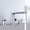 Wannenrand Badewanne Armatur Set 4-Loch Badewannen-Armatur Wannenrandkombination Kupfer Doppelgriff Badezimmer Armatur Set mit Handbrause,Chrom