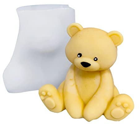 YYID Stampi in silicone con orsetto 3D – Stampo per candele a forma di orso, stampi per fondente, strumenti per decorare torte, zucchero artigianale e cucina per cioccolato, gomma