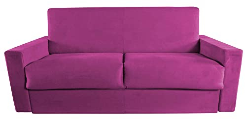 Baldiflex Divano Letto 3 Posti in Tessuto, Rete Matrimoniale 140x190 cm, Materasso Alto 15 cm, Fucsia