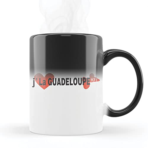 Mygoodprice MUG Magique qui change de couleur sensible à la chaleur - Thermosensible - en céramique au motif J'aime la Guadeloupe