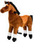 PONYEEHAW Reitpferd für Kinder ab 4 mit Rollen, Horse Toy Ride, Spielpferd zum Reiten Stehpferd Groß aus Metall und Plüsch Pferde Spielzeug zum Reiten mit Schabracke und Zaumzeug (Braun,Mittel)