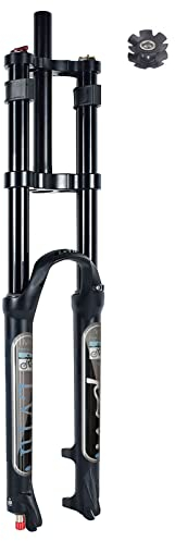 LvTu MTB Fahrrad Vorderrad Gabel 26 27,5 29 Zoll Doppelte Schulterkontrolle Downhill Federgabel DH Luft Druck Gerades Rohr Ultraleicht Mountainbike Stoßdämpfer Zugstufeneinstellung, Schwarz