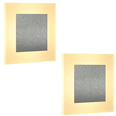 ZMH 2ER LED Wandlampe innen Wandleuchte Wand Beleuchtung Wohnzimmer Flur modern quadratisch 3000K warmweiß aus Eisen & Acryl 16cm 6.8W Flurlampe für Schlafzimmer Arbeitszimmer Treppenhaus