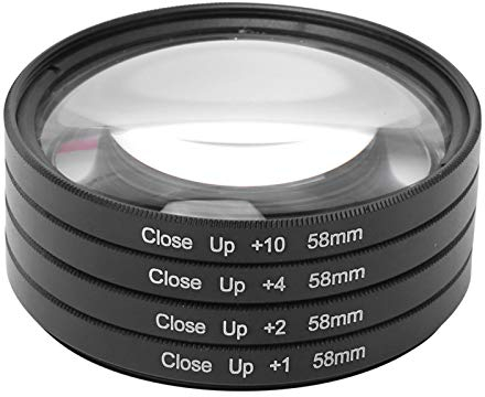 Annadue Macro Close Up Filter Set, Vetro Ottico Macro Close Up +1 +2 +4 +10 Kit Filtro Obiettivo 58mm, Accessorio Filtro Macro per Fotocamere/Nikon/