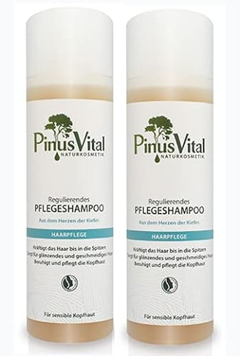 Pinus Vital – Regulierendes Pflegeshampoo 2x200 ml– Naturkosmetik – Haarshampoo für trockene, juckende und schuppige Kopfhaut – Vegan ohne Silikone