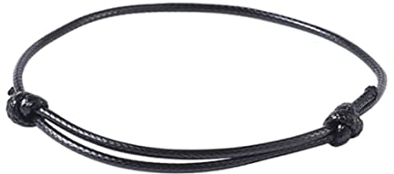 [2 Stück] Dezentes einfaches Armband | Handgemachtes dünnes Surfer Band aus gewachster Baumwolle | Geschenk Freundschaftsarmband | Viele Farben (2 Stück, Schwarz)