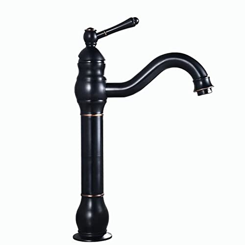 Robinet pour lavabo de salle de bain Robinet de salle de bain noir antique Robinet de salle de bain monotrou Robinet de lavabo simple en laiton antique,Black B (Color : Black B) beautiful scenery