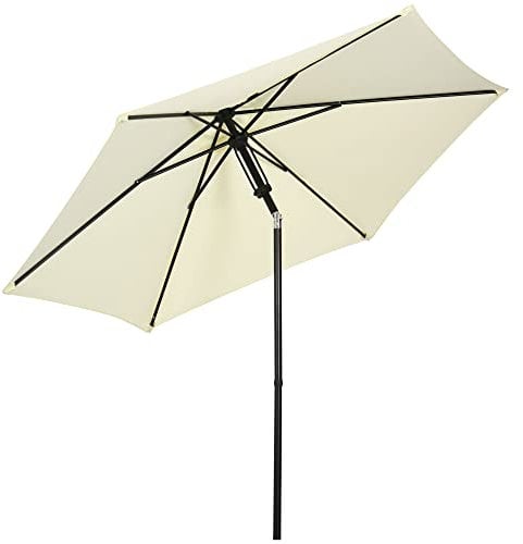 Sombrilla de jardín Outsunny 2,7x2,5 m de poliéster y metal con 6 varillas y 45° de inclinación, beige y negro