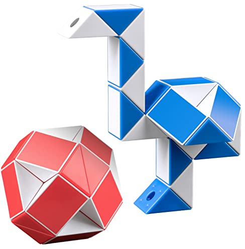 ECHOCUBE Magischer Schlangenwürfel, 2 Pack 24 Teile Schlange Lineal Twist Puzzle Party Geschenke, pädagogische kreative Schlange Fidget Spielzeug für Kinder / Erwachsene
