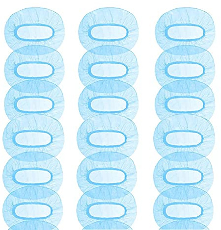 100 Pcs Disposable Ear Covers for Shower, Plastic Waterproof Ear Protectors Disposable Shower Caps for Hair Dye, Bathing, Hotel Spa Salon - Blue