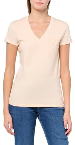 Armani Exchange T- Shirt Essential col en V en Coton avec Logo, Lever de Soleil, XL Femme