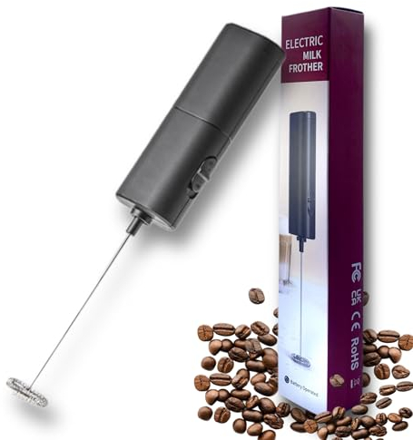 Espumador de leche de mano para café y capuchino, máquina automática de espuma de leche, espumador eléctrico de leche y batidor de batido (nuevo negro)