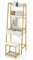 RELAX4LIFE Schminktisch mit Gepolstertem Hocker & Klappbarem Spiegel, Frisiertisch mit 4 Ablagefächern & 2-stufigem Regal, Kosmetiktisch für Schlafzimmer (Weiß+Gold)