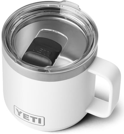 YETI Rambler Mug, Vacuum Insulated Stainless Steel Stackable Mug with Magslider Lid, White, 14 oz (414 ml)