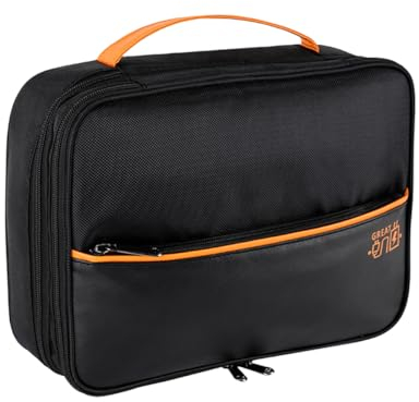 FAVORTALK Holiday Essentials for Men 3-Layers Travel Cable Organiser Bag with Removable Bulkhead Waterproof Accessories Storage Bags with Charger Cables Power Adapter Power Bank etc, Black B21604